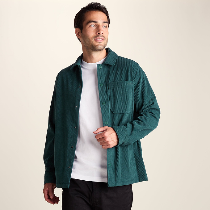 Olson Mens Chunky Corduroy Shacket - Midnight Green