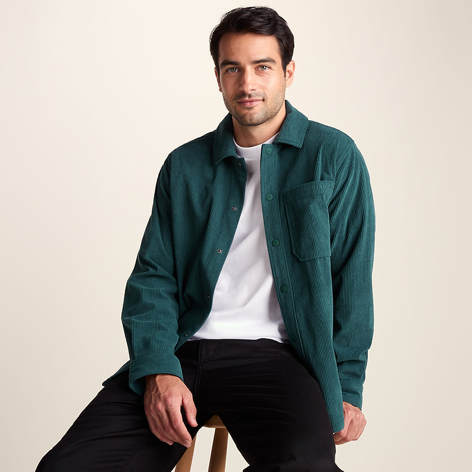 Olson Mens Chunky Corduroy Shacket - Midnight Green