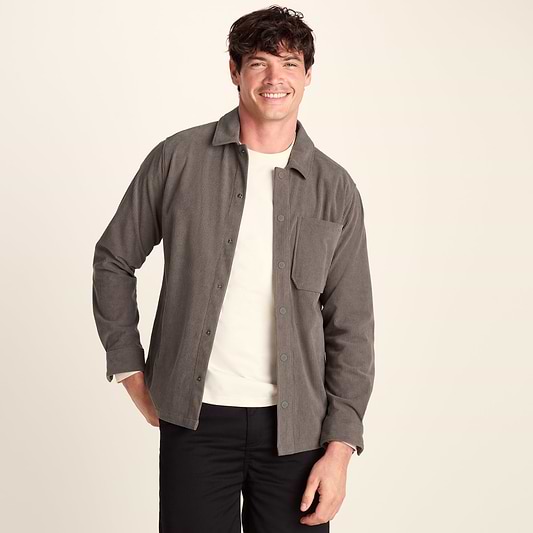 Olson Mens Chunky Corduroy Shacket - Ash Brown