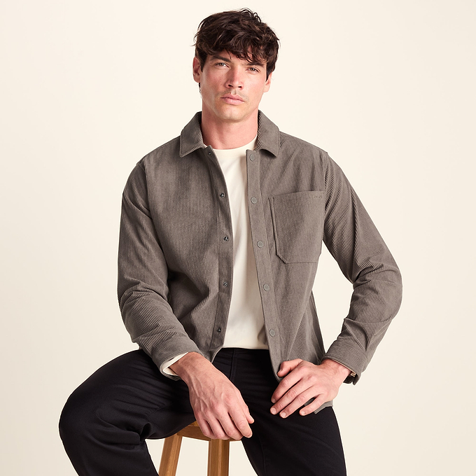 Olson Mens Chunky Corduroy Shacket - Ash Brown