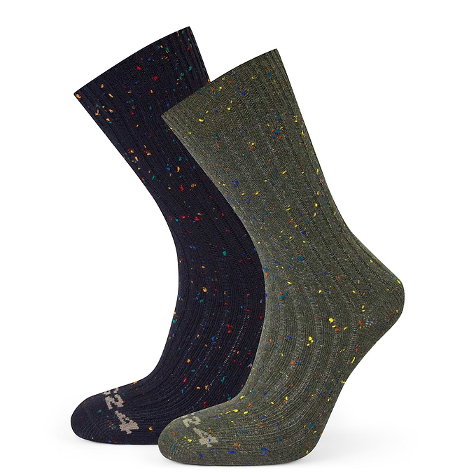 Opora 2Pack Mens Trek Socks - Khaki/Dark Indigo