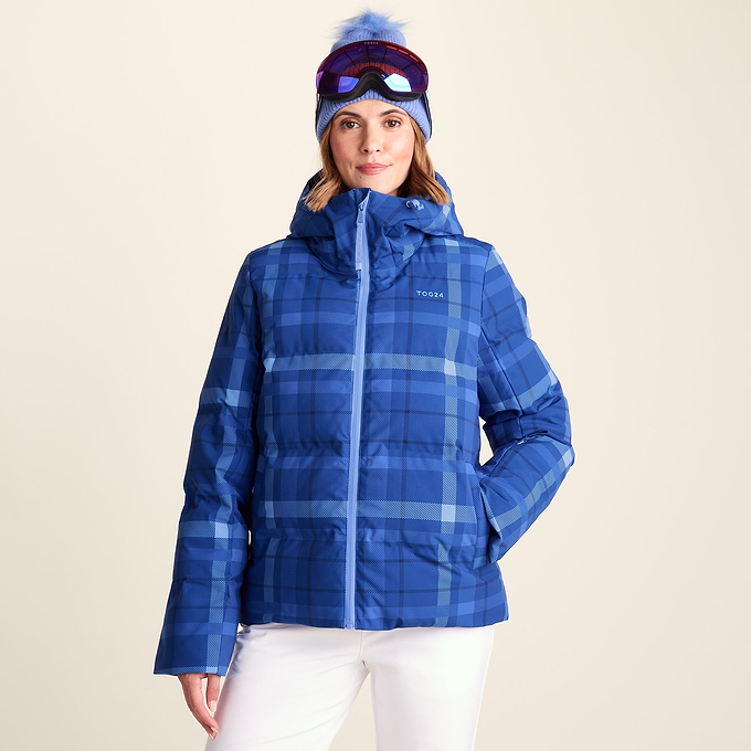 Orelle Womens Insulated Ski Jacket - Cobalt Blue Check