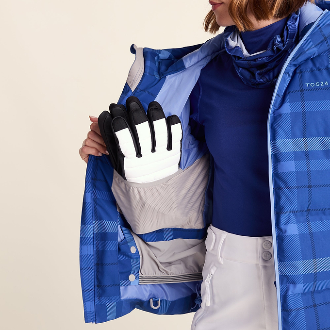 Orelle Womens Insulated Ski Jacket - Cobalt Blue Check