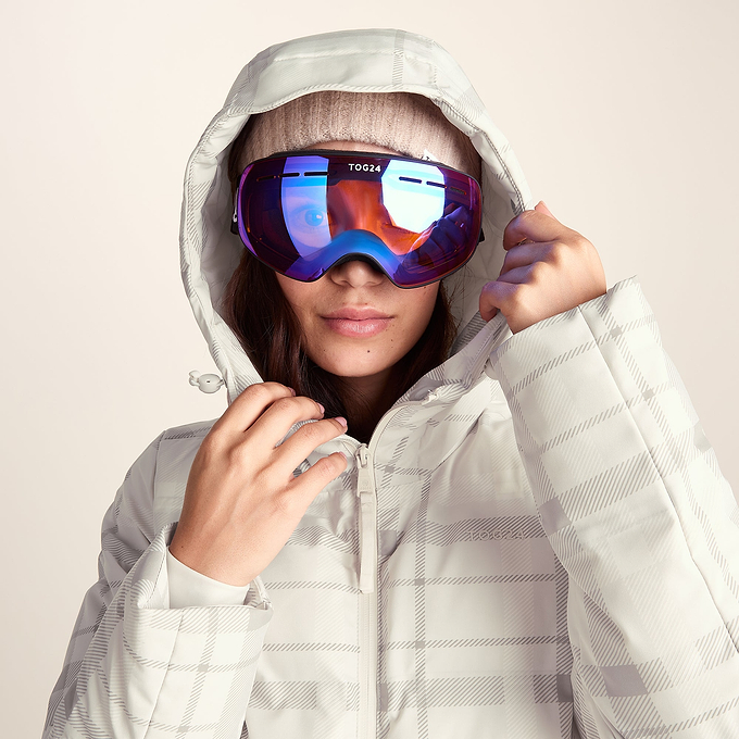 Orelle Womens Insulated Ski Jacket - Taupe Check