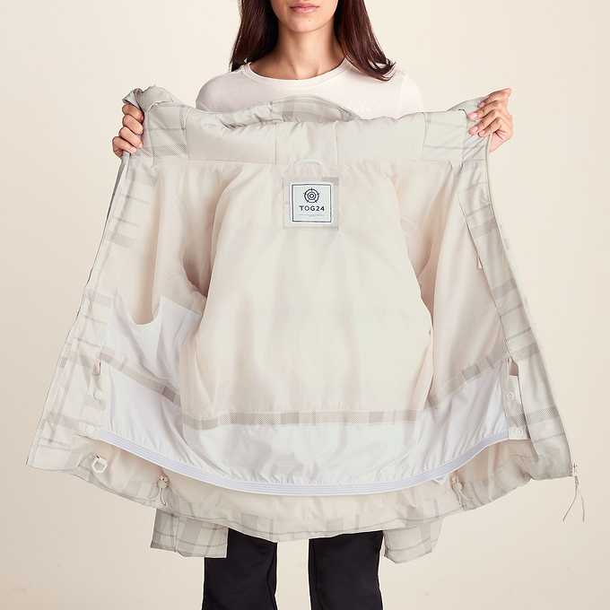 Orelle Womens Insulated Ski Jacket - Taupe Check