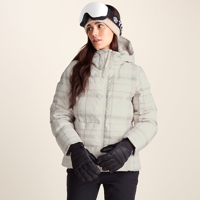 Orelle Womens Insulated Ski Jacket - Taupe Check