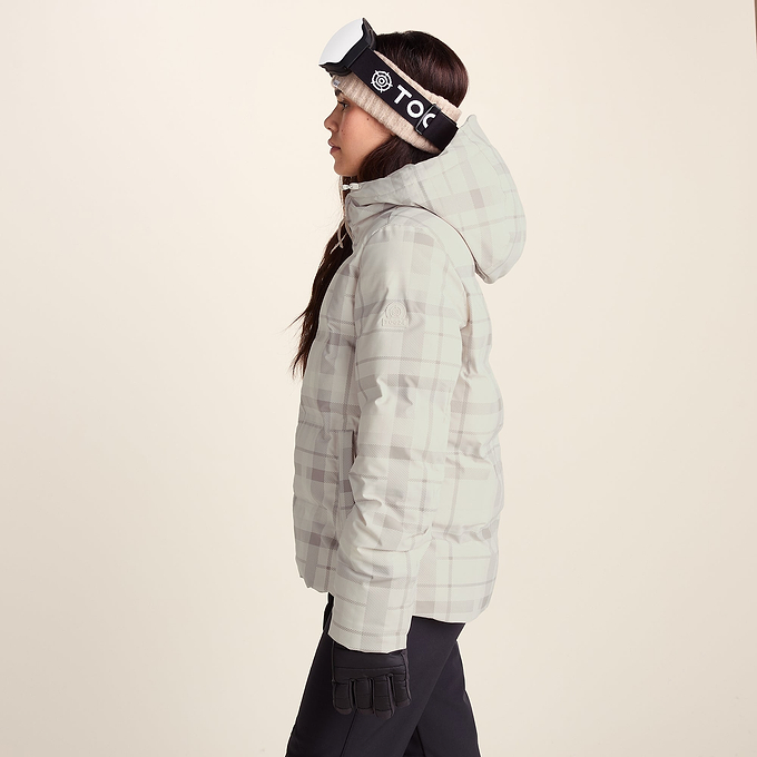 Orelle Womens Insulated Ski Jacket - Taupe Check
