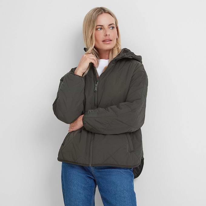 Orford Womens Hooded Packaway Padded Jacket - Washed Black