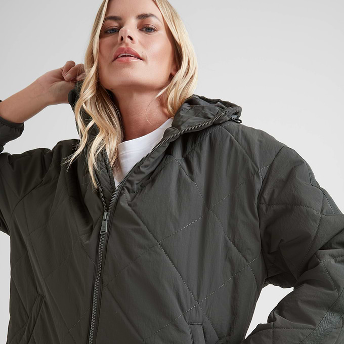 Orford Womens Hooded Packaway Padded Jacket - Washed Black