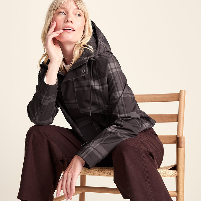 Ortega Womens Checked Waterproof Coat - Chocolate Brown