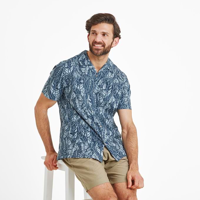 Otto Mens Short Sleeve Shirt - Night Sea Print