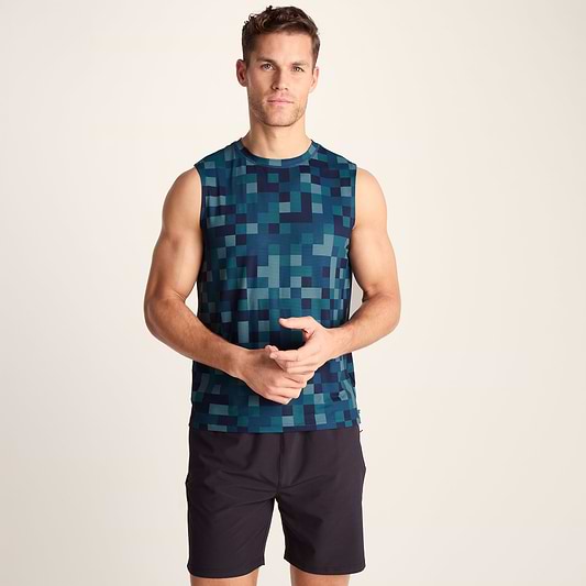 Pablo Mens Performance Vest - Inky Blue Pixel Print