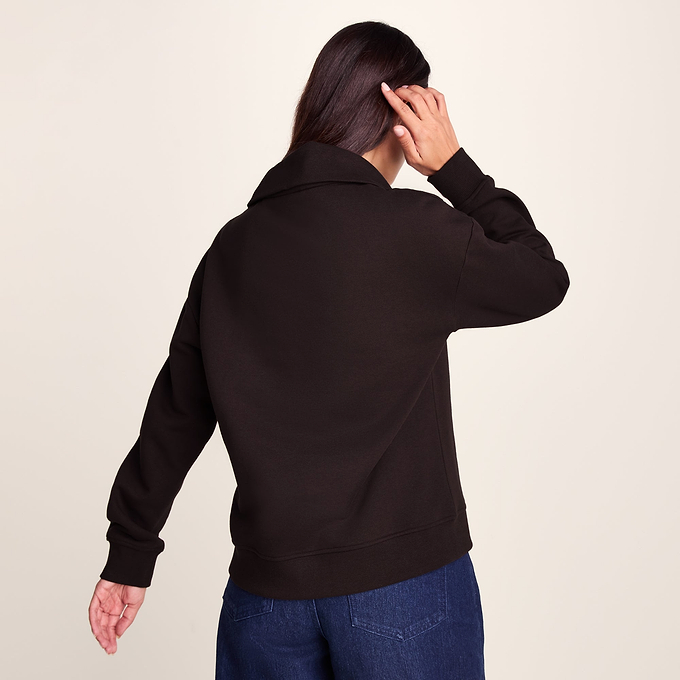 Paloma Womens Supersoft Zip Neck Sweatshirt - Chocolate Brown