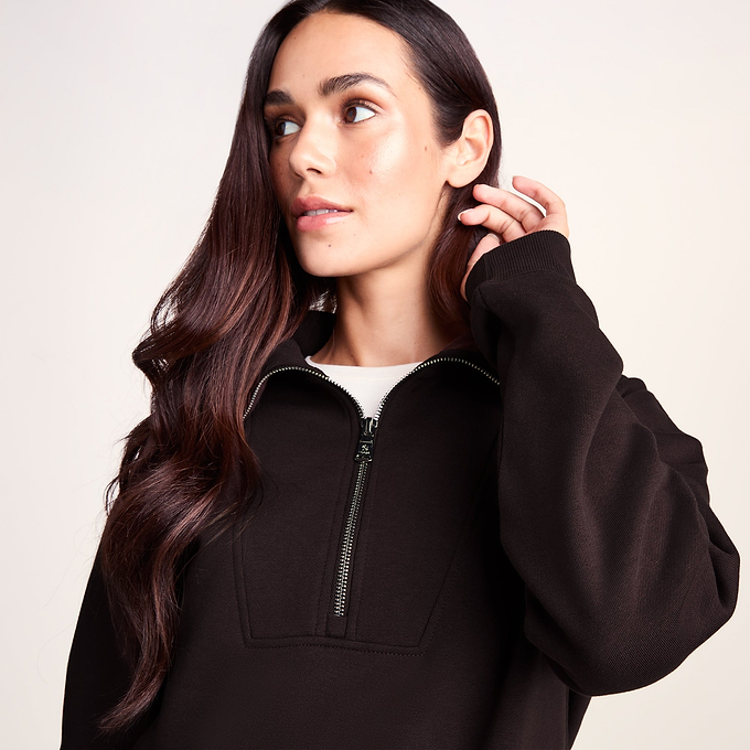 Paloma Womens Supersoft Zip Neck Sweatshirt - Chocolate Brown