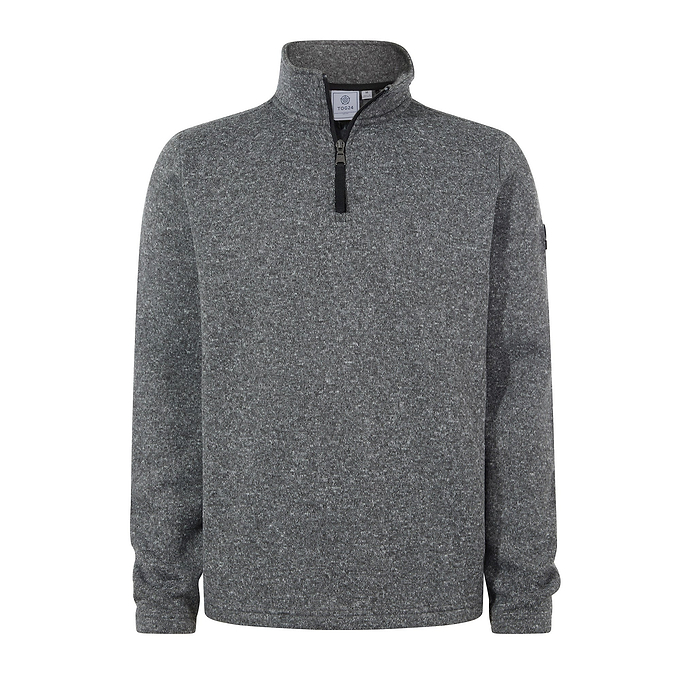 Pearson Mens Knitlook Quarter Zip Fleece - Dark Grey Marl
