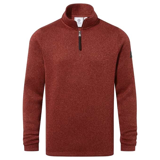 Pearson Mens Knitlook Quarter Zip Fleece - Clay Marl