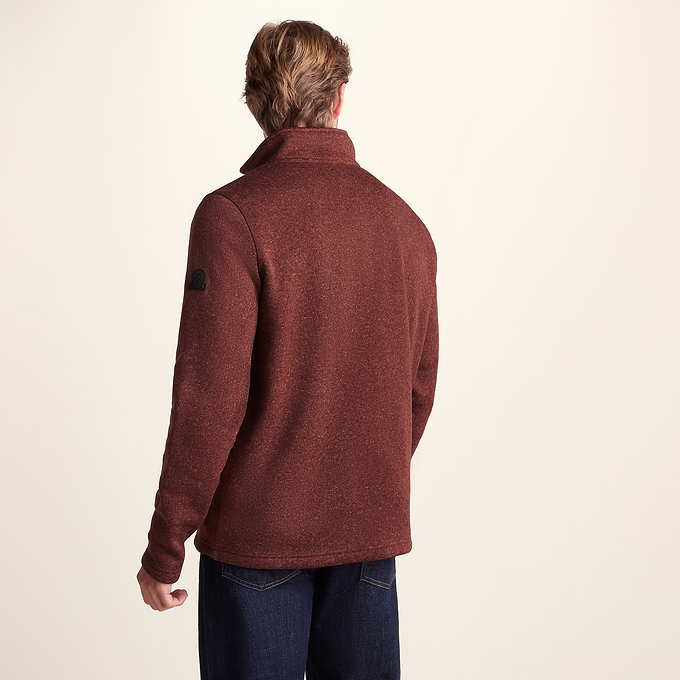 Pearson Mens Knitlook Quarter Zip Fleece - Burnt Caramel