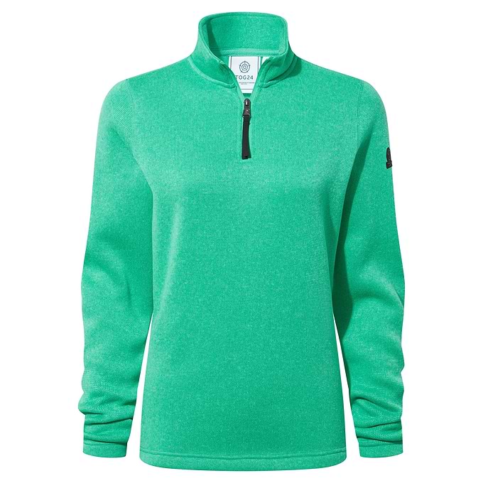 Pearson Womens Knitlook Quarter Zip Fleece - Jade Marl