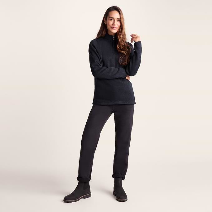 Pearson Womens Knitlook Quarter Zip Fleece - Dark Indigo Marl