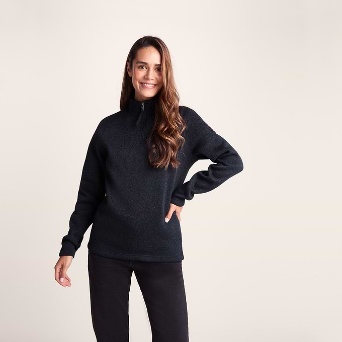 Pearson Womens Knitlook Quarter Zip Fleece - Dark Indigo Marl