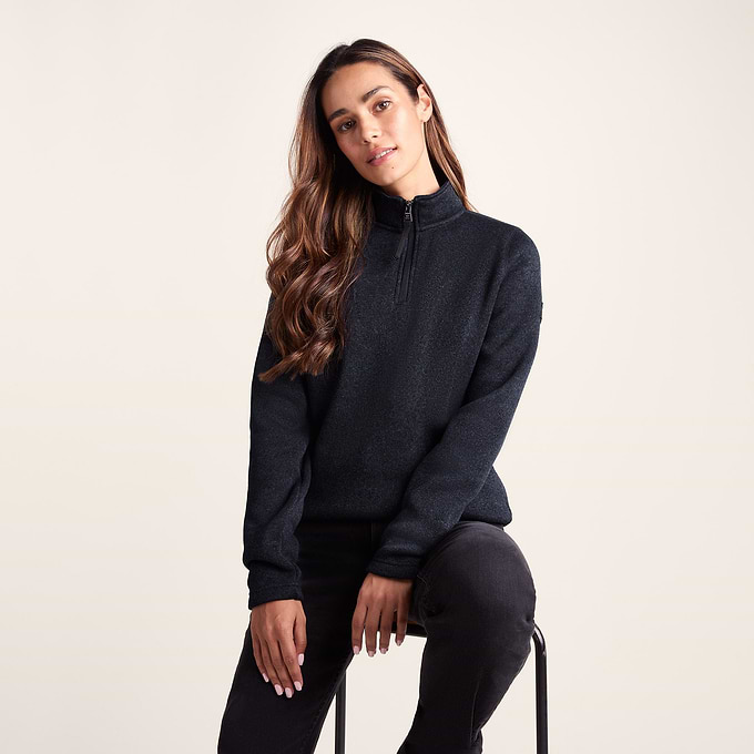 Pearson Womens Knitlook Quarter Zip Fleece - Dark Indigo Marl