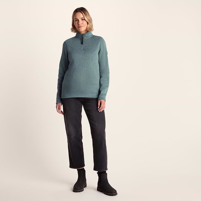 Pearson Womens Knitlook Quarter Zip Fleece - Mist Grey Marl