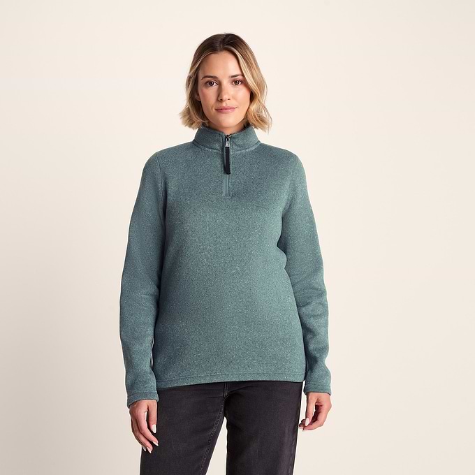 Pearson Womens Knitlook Quarter Zip Fleece - Mist Grey Marl