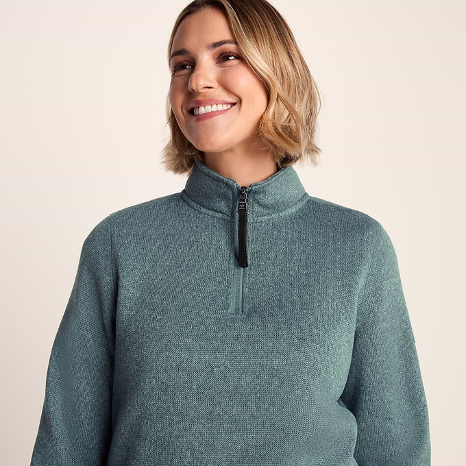 Pearson Womens Knitlook Quarter Zip Fleece - Mist Grey Marl