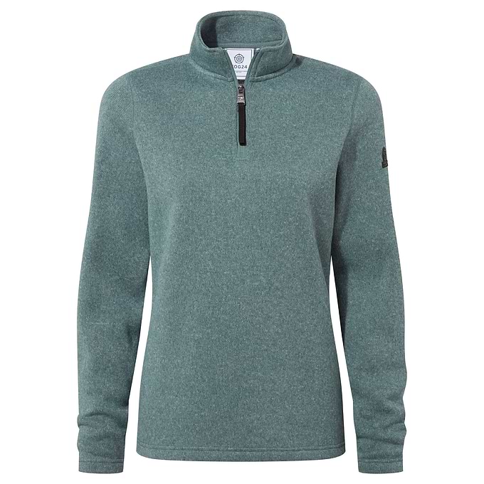 Pearson Womens Knitlook Quarter Zip Fleece - Mist Grey Marl