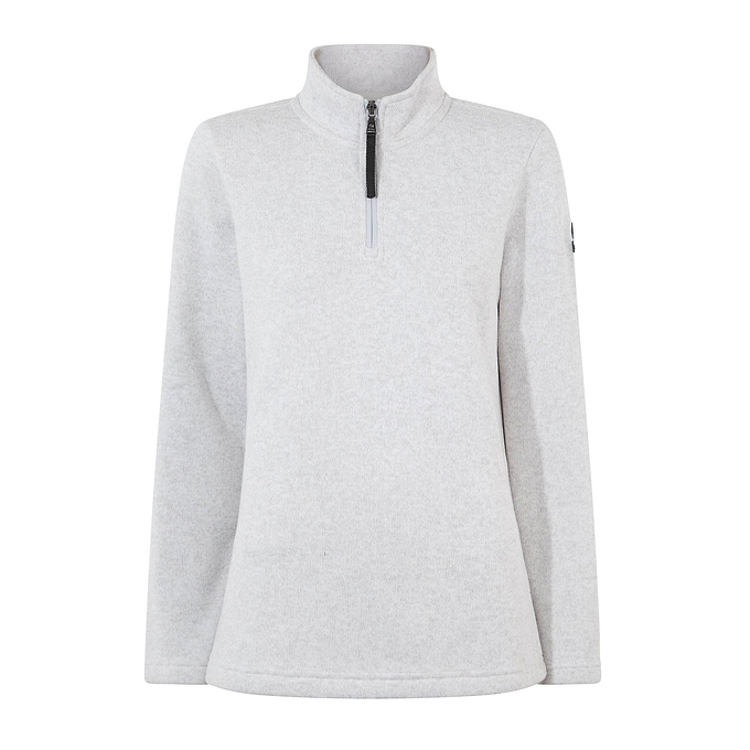 Pearson Womens Knitlook Fleece Zipneck - Light Grey Melange