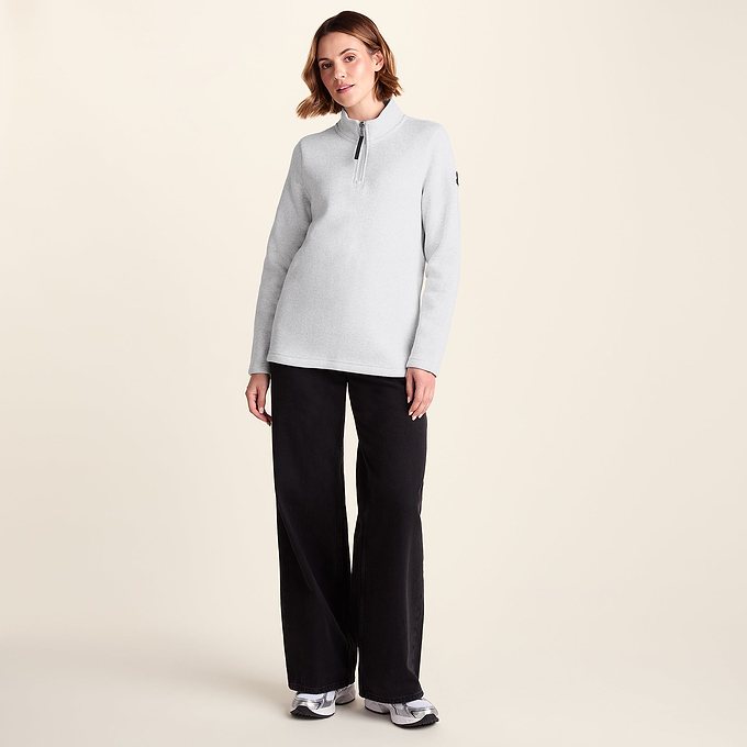 Pearson Womens Knitlook Fleece Zipneck - Light Grey Melange