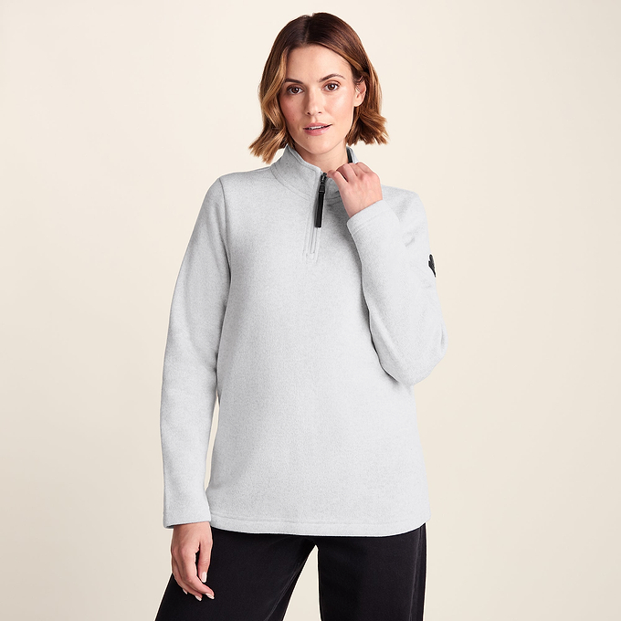 Pearson Womens Knitlook Fleece Zipneck - Light Grey Melange