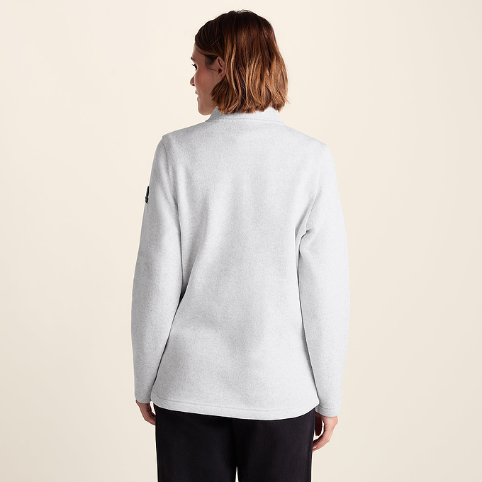 Pearson Womens Knitlook Fleece Zipneck - Light Grey Melange