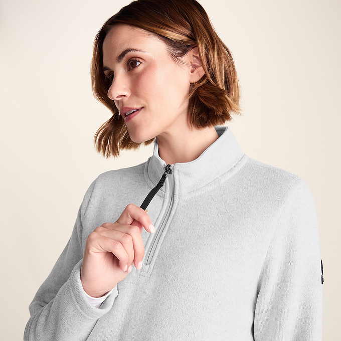 Pearson Womens Knitlook Fleece Zipneck - Light Grey Melange