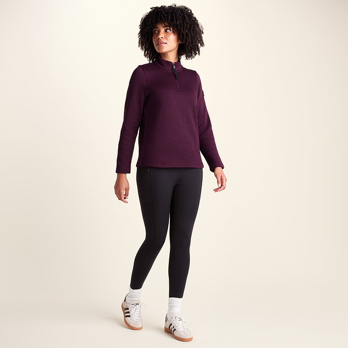 Pearson Womens Knitlook Fleece Zipneck - Huckleberry Melange