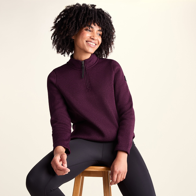 Pearson Womens Knitlook Fleece Zipneck - Huckleberry Melange