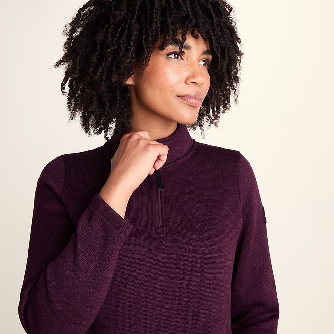 Pearson Womens Knitlook Fleece Zipneck - Huckleberry Melange
