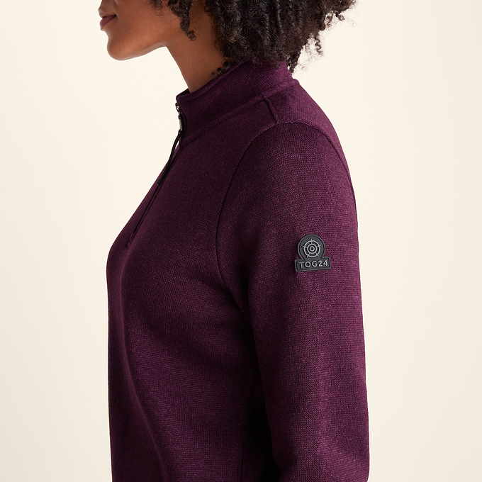 Pearson Womens Knitlook Fleece Zipneck - Huckleberry Melange