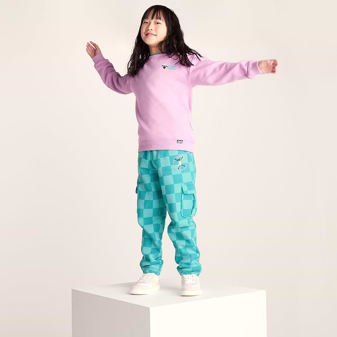 Polypay Polypay Kids Shaun the Sheep Sweat Pant - Spearmint/Bubblegum Checkerb ...