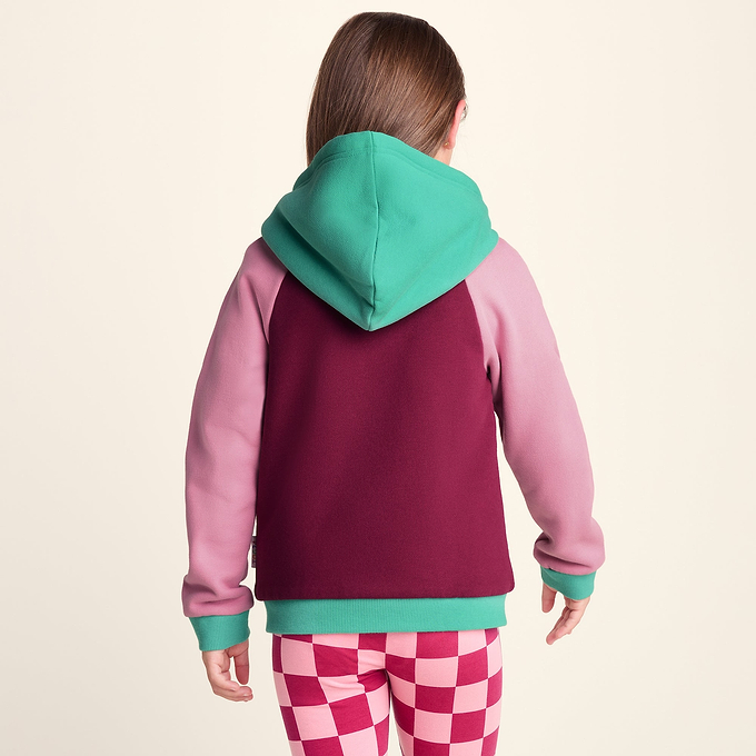 Portland Shaun the Sheep Kids Supersoft Sherpa Lined Hoodie - Candy Floss/Beetroot Red
