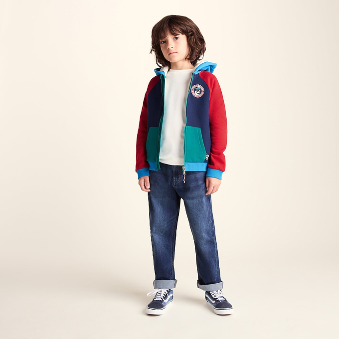 Portland Shaun the Sheep Kids Supersoft Sherpa Lined Hoodie - Night Blue/Racing Red