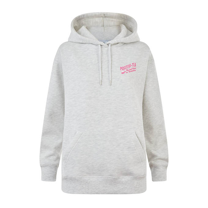 Positivity Womens Supersoft Heavyweight Graphic Print Hoodie - Ice Grey Melange