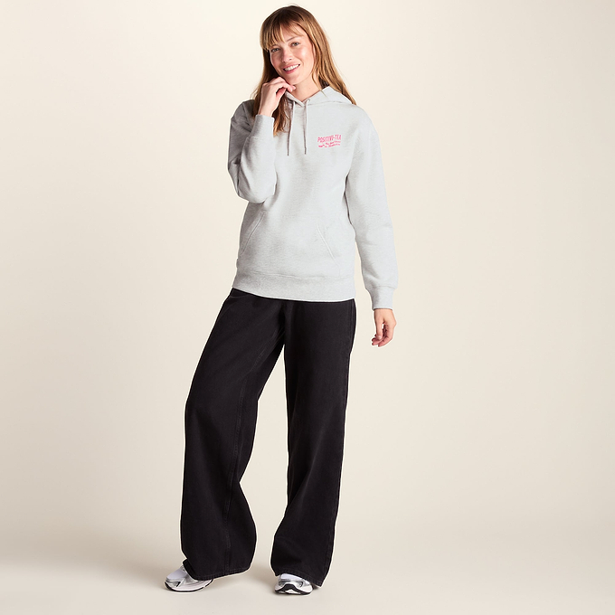 Positivity Womens Supersoft Heavyweight Graphic Print Hoodie - Ice Grey Melange