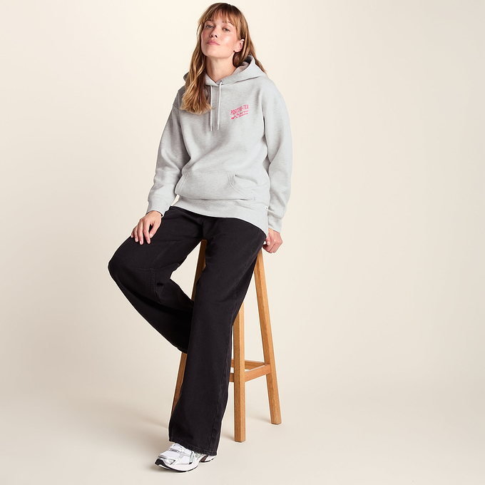 Positivity Womens Supersoft Heavyweight Graphic Print Hoodie - Ice Grey Melange