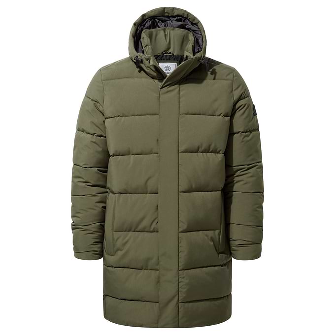 Preece Mens Long Shower Resistant Insulated Jacket - Khaki