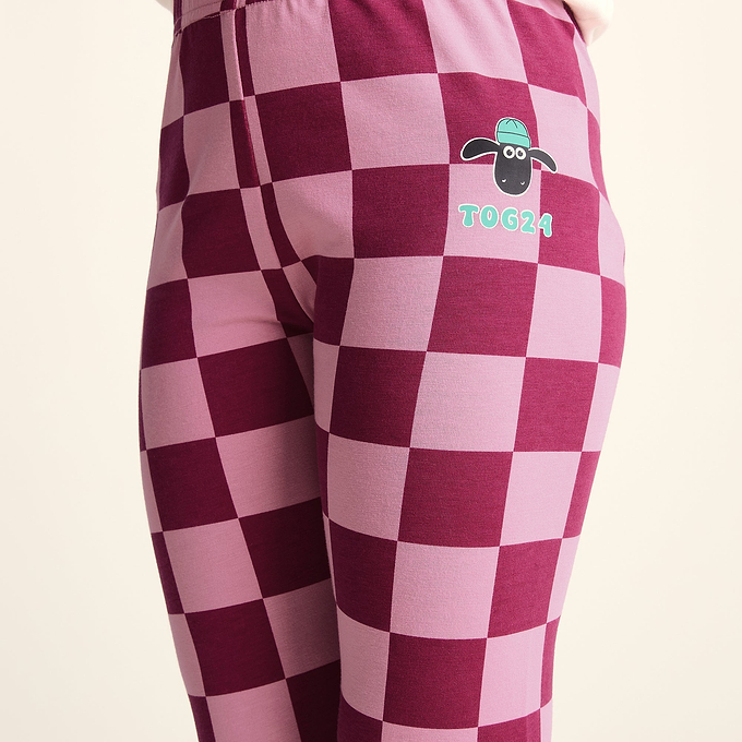 Racka Kids Shaun the Sheep Legging - Candy Floss/Beetroot Red
