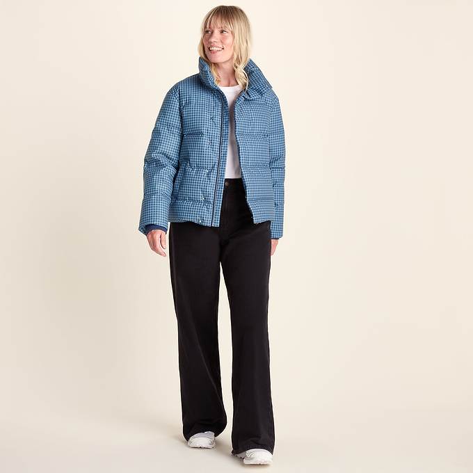 Radcliffe Womens Gingham Check Insulated Padded Jacket - Navy/Grey Gingham