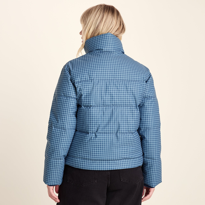 Radcliffe Womens Gingham Check Insulated Padded Jacket - Navy/Grey Gingham
