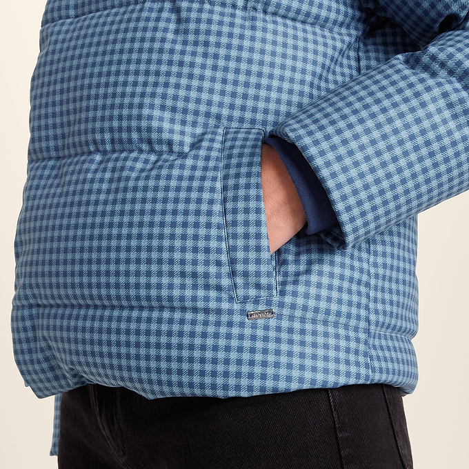 Radcliffe Womens Gingham Check Insulated Padded Jacket - Navy/Grey Gingham