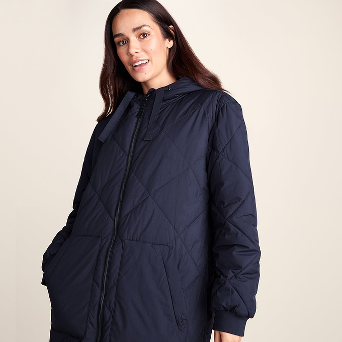 Rainey Womens Longline Lightweight Insulated Quilted Coat - Deepest Blue